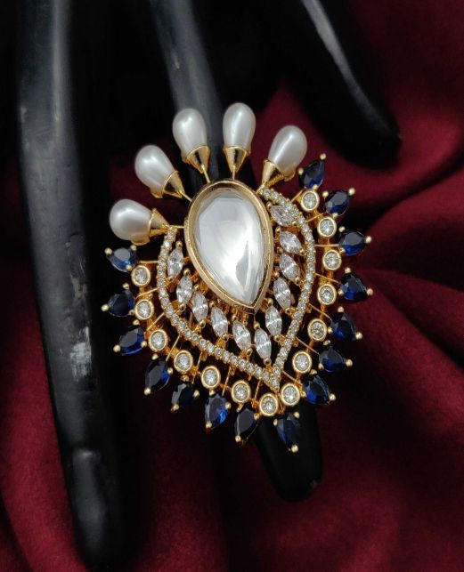 AD KUNDAN FUSION PEARL FINGER RINGS