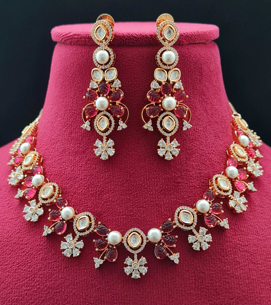 AD KUNDAN FUSION CARVING NECKLACE