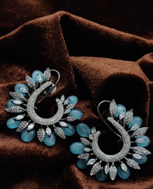 CURVED STYLISH CZ EARRINGS