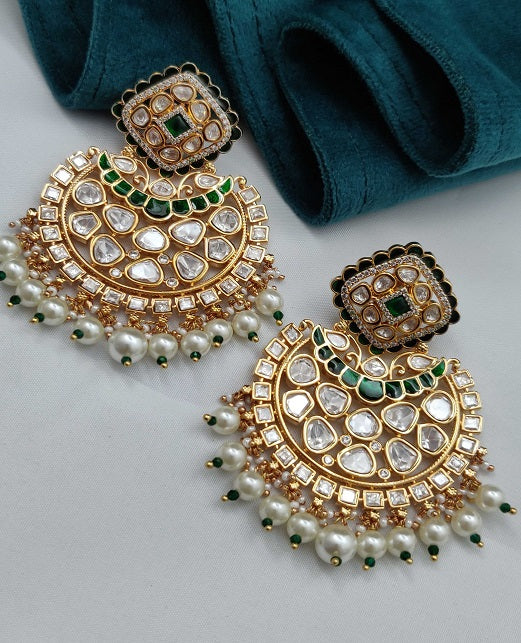 UNCUT KUNDAN MEENA EARRINGS