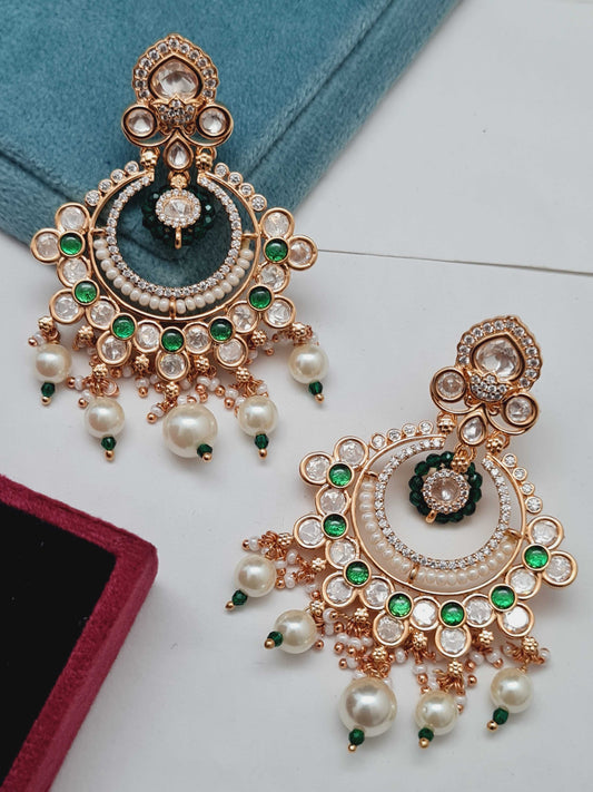 PEARL CHANDBALI KUNDAN EARRINGS