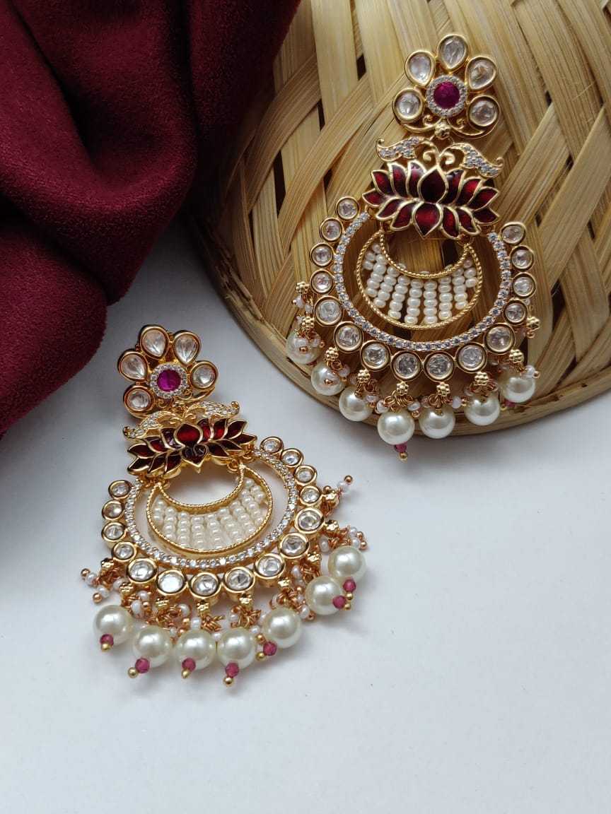 PEARL CHANDBALI KUNDAN EARRINGS