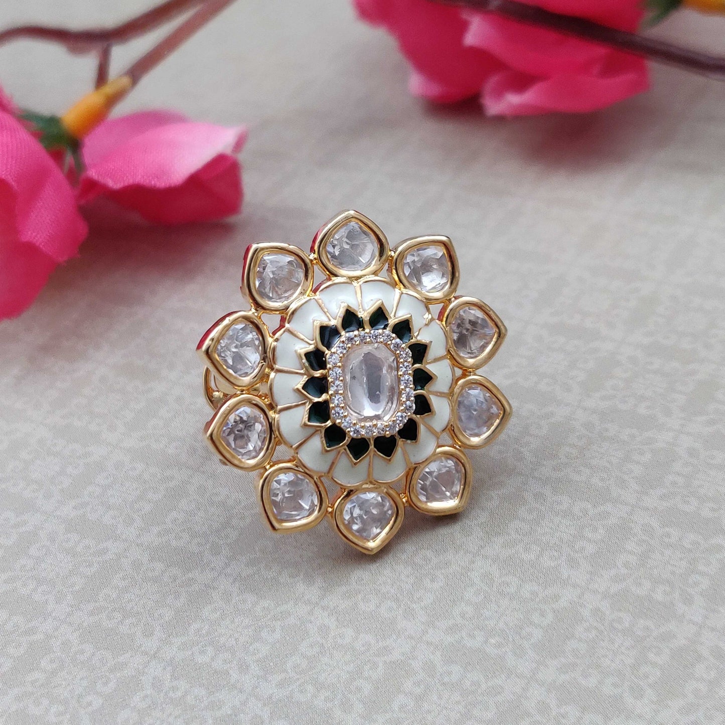 TRENDY KUNDAN FINGER RINGS