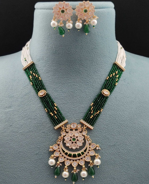 AD KUNDAN FUSION MALA PENDENT SET