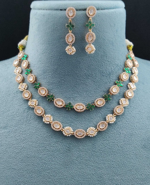 2 LAYERED AD KUNDAN FUSION NECKLACE