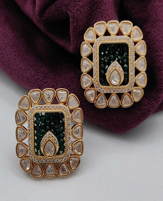 BEADED WORK KUNDAN STUDS