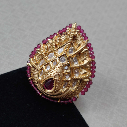 DROP SHAPE KUNDAN FINGER RINGS