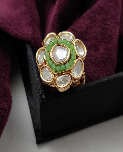 BEADED UNCUT KUNDAN FINGER RINGS