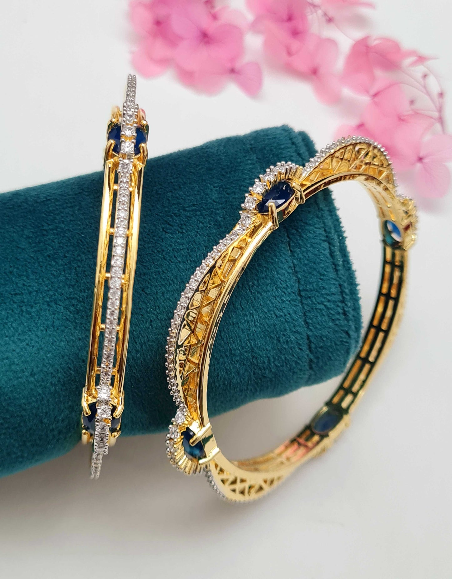 DELICATE FANCY CZ 2PC BANGLES