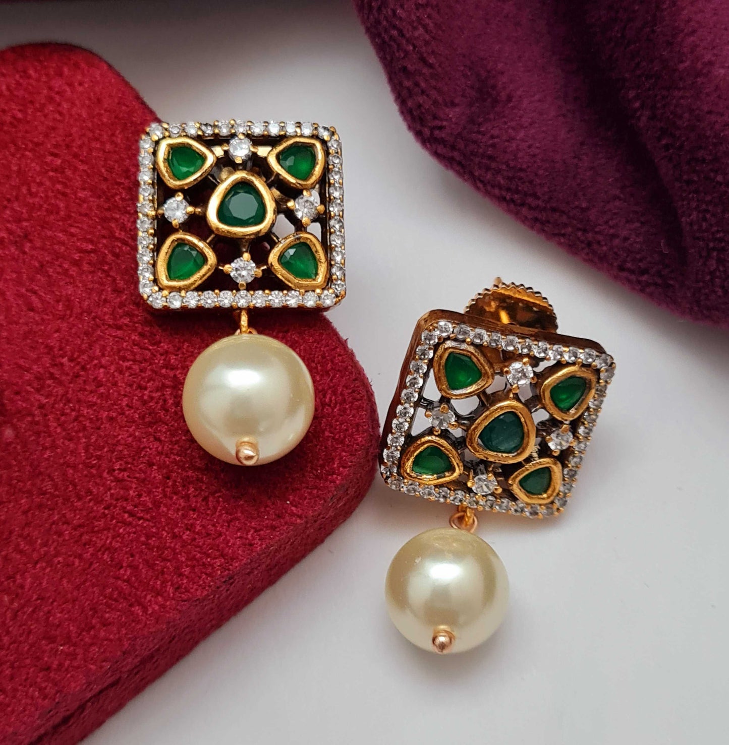 PEARL SMALL KUNDAN EARRINGS