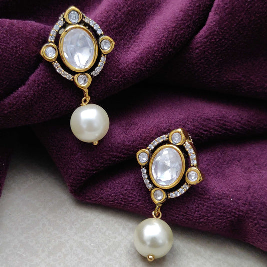 PEARL SMALL KUNDAN EARRINGS