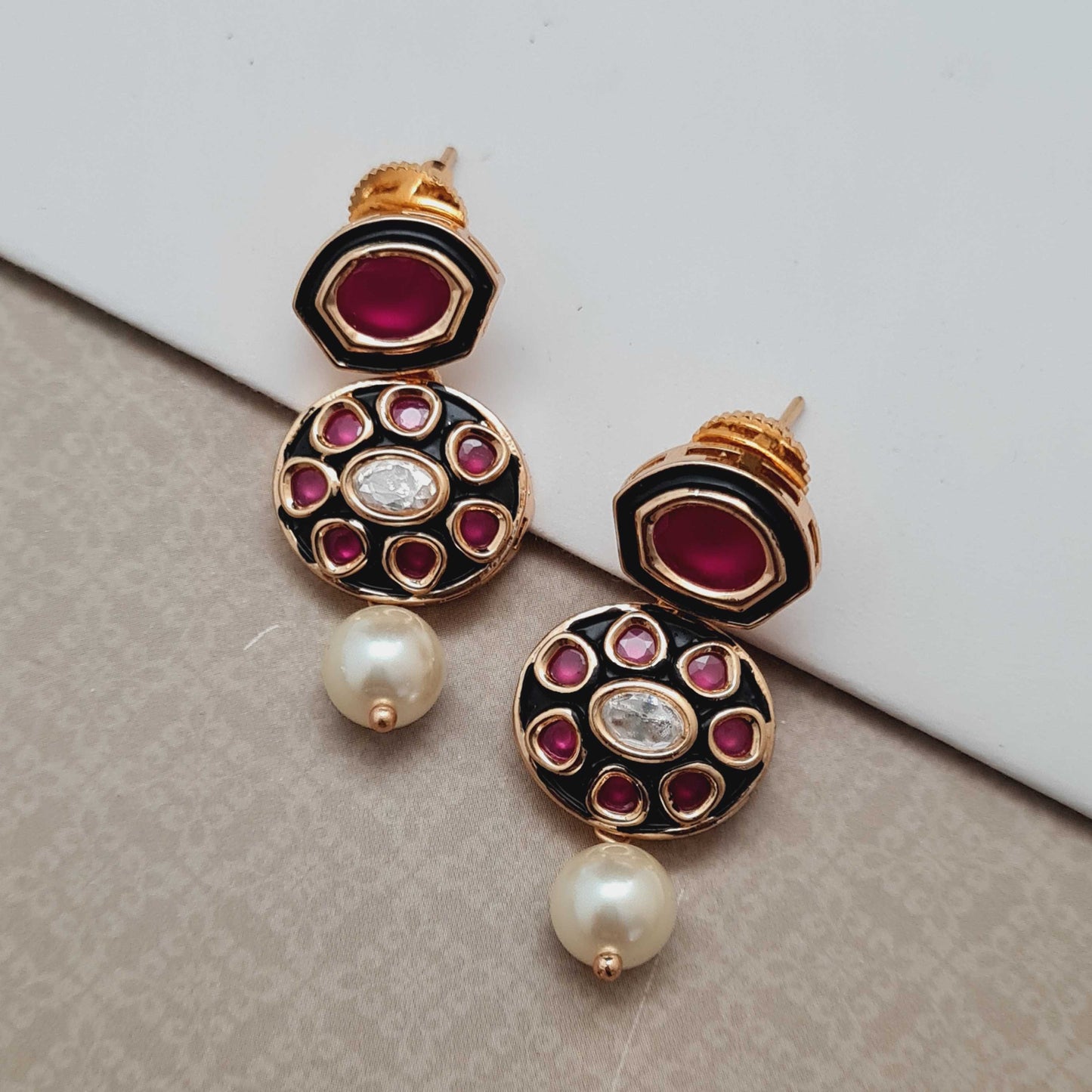 MEENAKARI SMALL KUNDAN EARRINGS