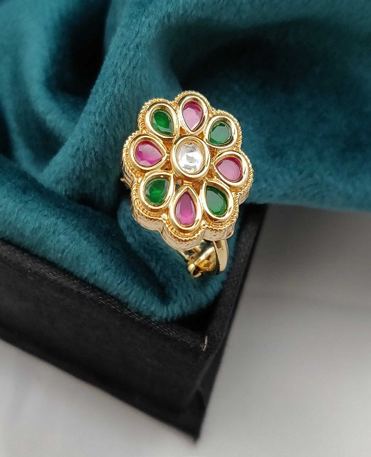 FLORAL DESIGN KUNDAN FINGER RINGS