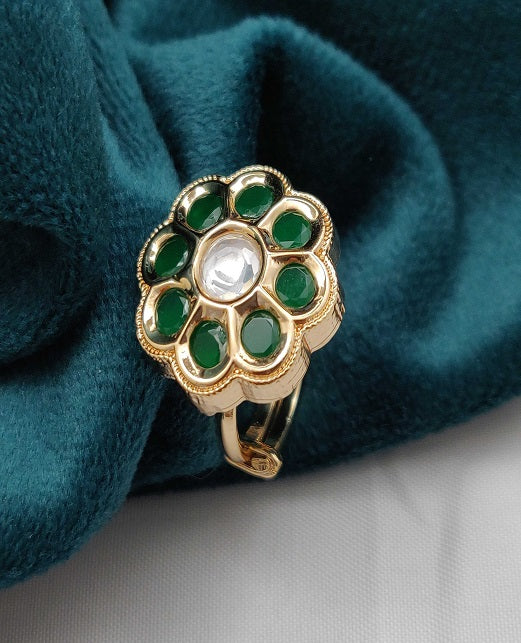 FLORAL DESIGN KUNDAN FINGER RINGS