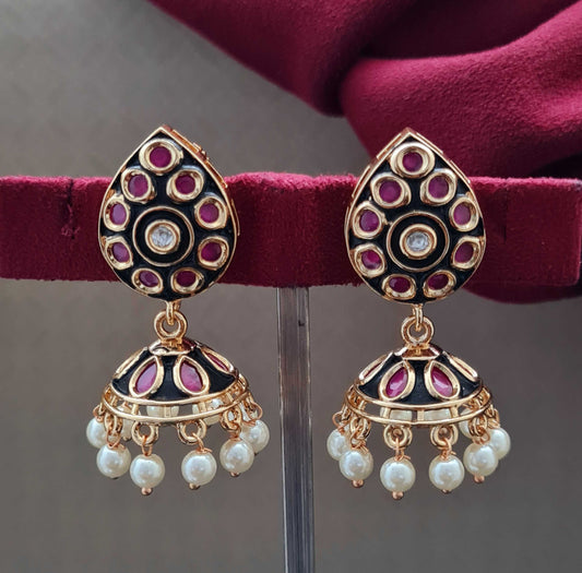 MEENAKARI FANCY KUNDAN JHUMKI