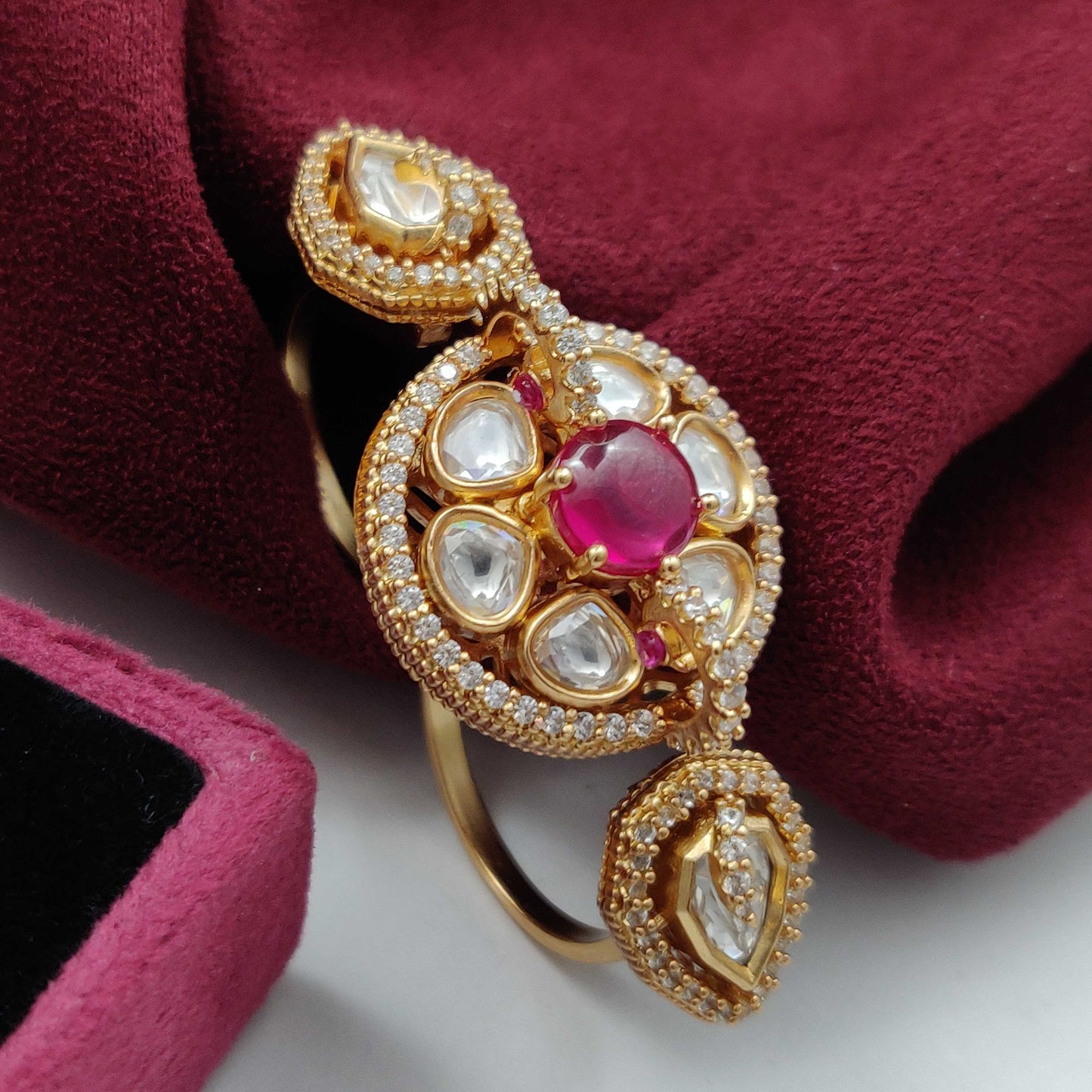 DESIGNER KUNDAN DOUBLE FINGER RINGS