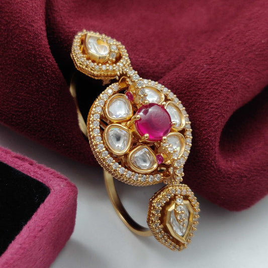 DESIGNER KUNDAN DOUBLE FINGER RINGS