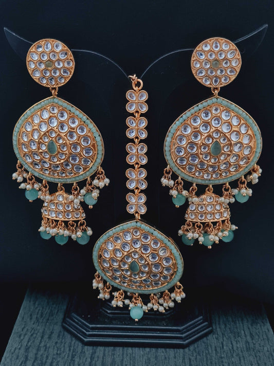 TRENDY KUNDAN EARRING AND TIKKA