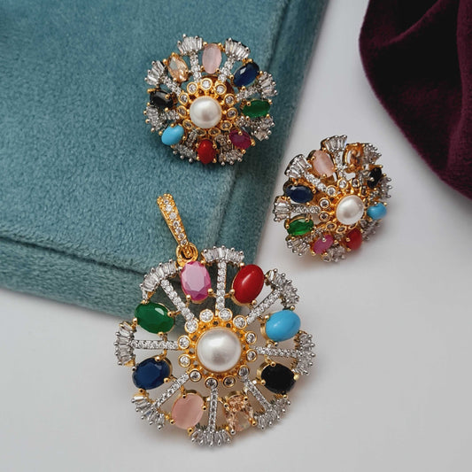 NAVRATNA CZ LOCKET SET