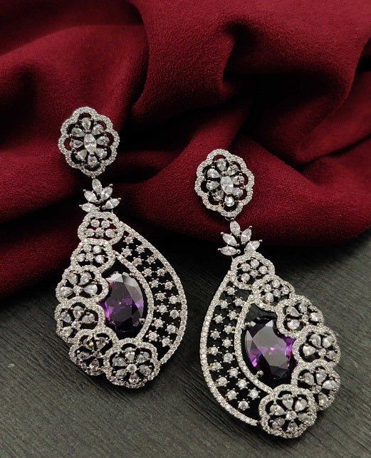 FLORAL DESIGN CZ EARRINGS