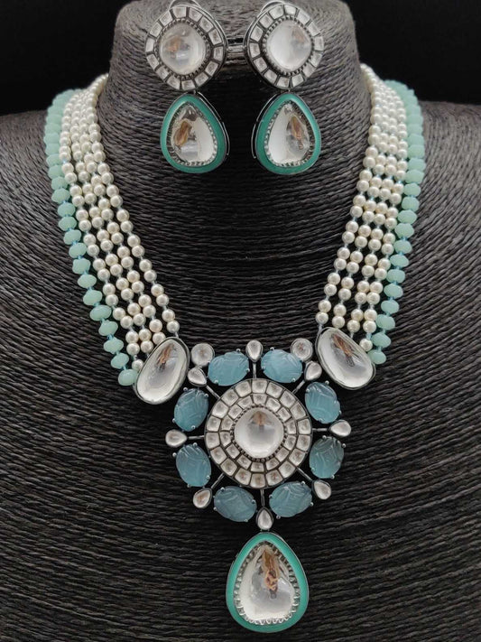 PEARL KUNDAN MALA PENDANT SET