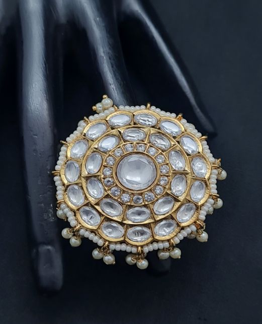 PEARL ELEGANCE KUNDAN FINGER RINGS